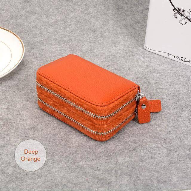 wallets dark orange Small Wallet for women, Petite Genuine Cowhide Leather Card