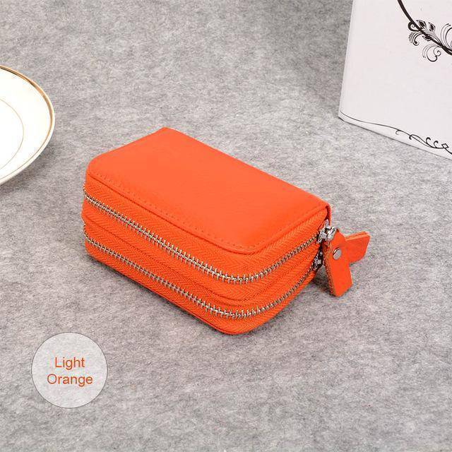 wallets orange Small Wallet for women, Petite Genuine Cowhide Leather Card