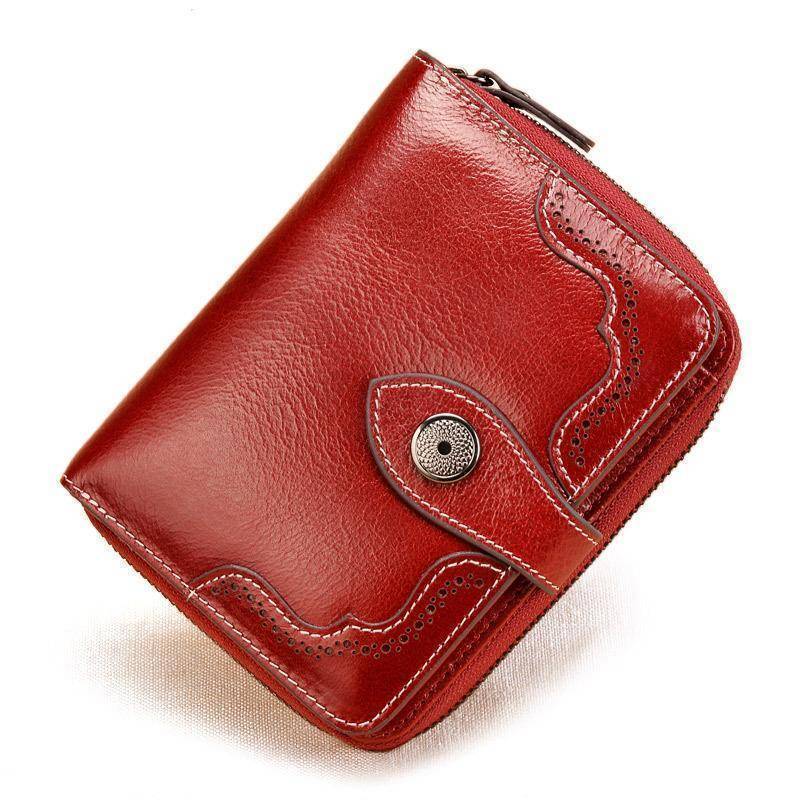 Wallets Vintage Genuine Real Leather Women Short Wallets Small Wallet Coin Pocket Card Holder Female Purses Money Bag