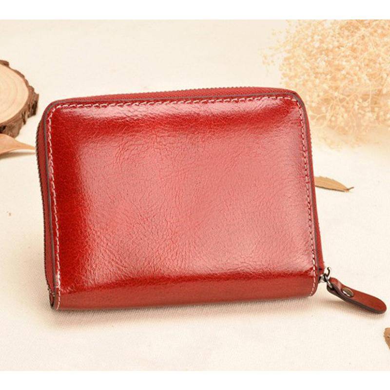 Wallets Vintage Genuine Real Leather Women Short Wallets Small Wallet Coin Pocket Card Holder Female Purses Money Bag