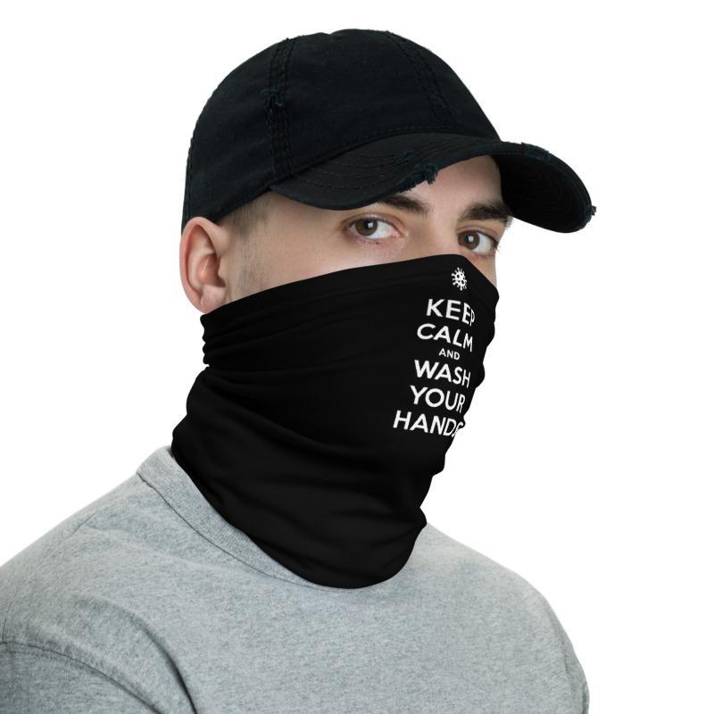 Keep Calm and wash your hands, Washable neck gaiter shield Balaclava Face cover warmer mask, Social Distance quote memes - US Fast Shipping