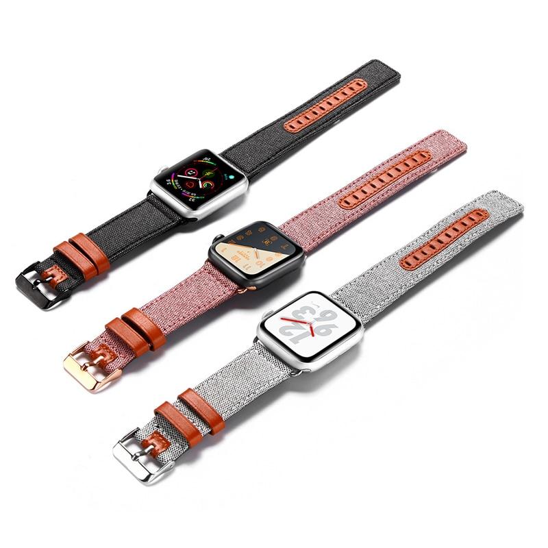 Watchbands watch accessories for apple watch 3 2 band 42mm 38mm apple watch 4 5 band 44mm 40mm iwatch Fabric & Genuine Leather bracelet|Watchbands|