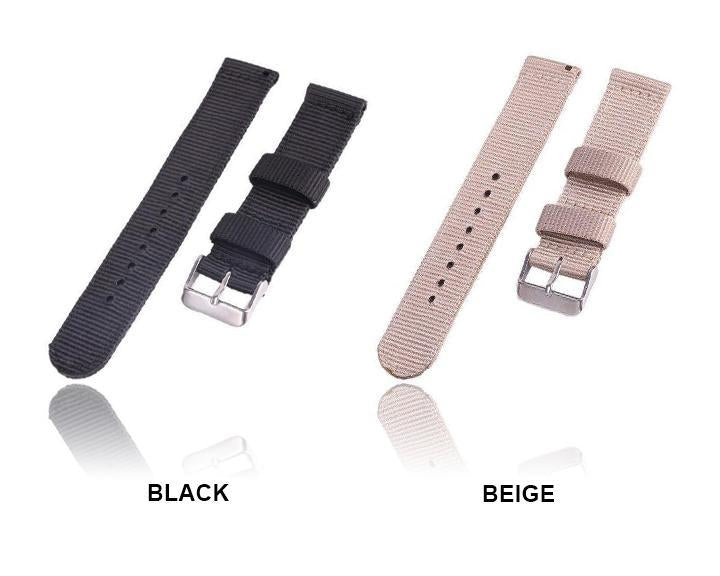 Solid Color Nylon fabric Washable Waterproof Wristband fit Samsung galaxy & active silver Watchband 18/20/22/24mm Watch Strap for Men Women.