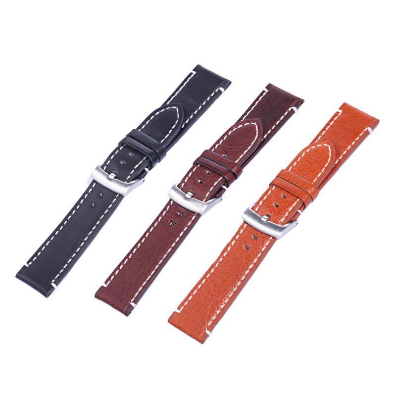 18 20 22mm Men Stainless Steel Buckle Watch Strap Genuine Leather Band Length Long 12.5cm|Watchbands| Male Female Unisex Quality Product
