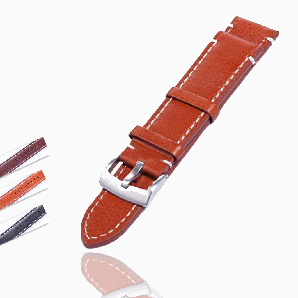 Watchbands 18 20 22mm Men Stainless Steel Buckle Watch Strap Genuine Leather Band Length Long 12.5cm|Watchbands| Male Female Unisex Quality Product