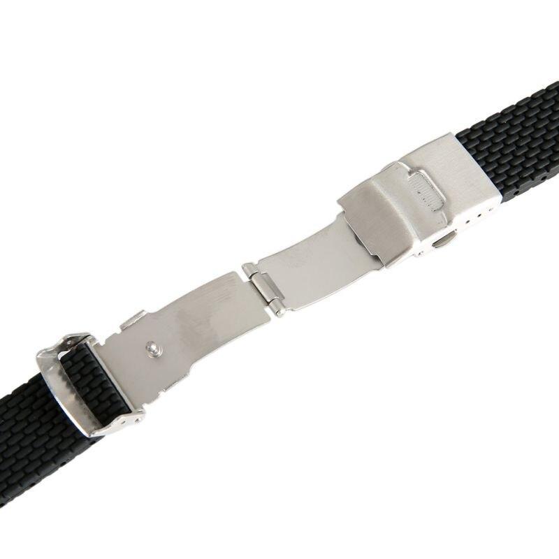 18mm, 20mm, 22mm, 24mm Silicone Rubber Watch Strap Band Deployment Buckle Waterproof Black Watchband|Watchbands| Men Women Unisex Sports