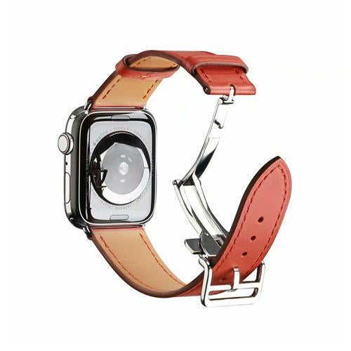 Apple Watch Premium Leather Series 7 6 5 4 3 Bracelet Butterfly Buckle