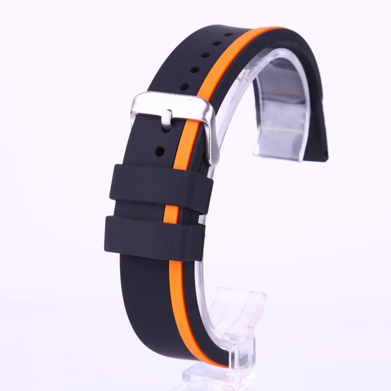 20mm 22mm 24mm Soft Rubber Sport Watchbands Diver Waterproof Silicone Watch Band Strap Double Colors Black Blue Red Orange2|Watchbands|