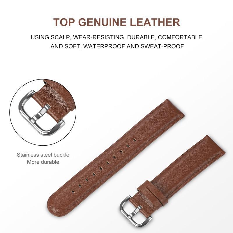 20mm 22mm Leather Watchband for Samsung Galaxy Watch 42mm Active Active2 40mm 44mm Quick Release Band Steel Clasp Strap