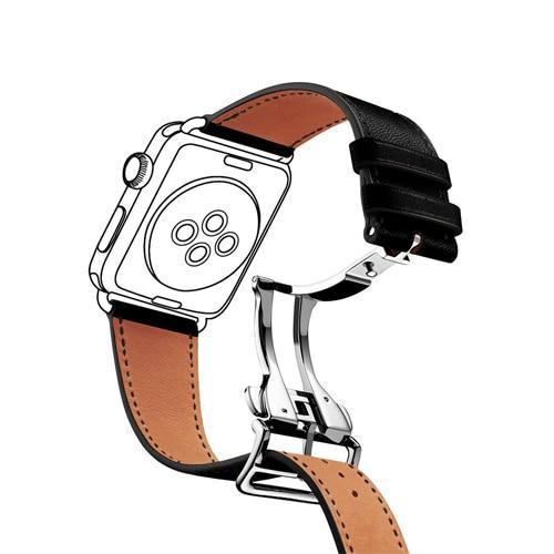 Apple Watch Premium Leather Series 7 6 5 4 3 Bracelet Butterfly Buckle