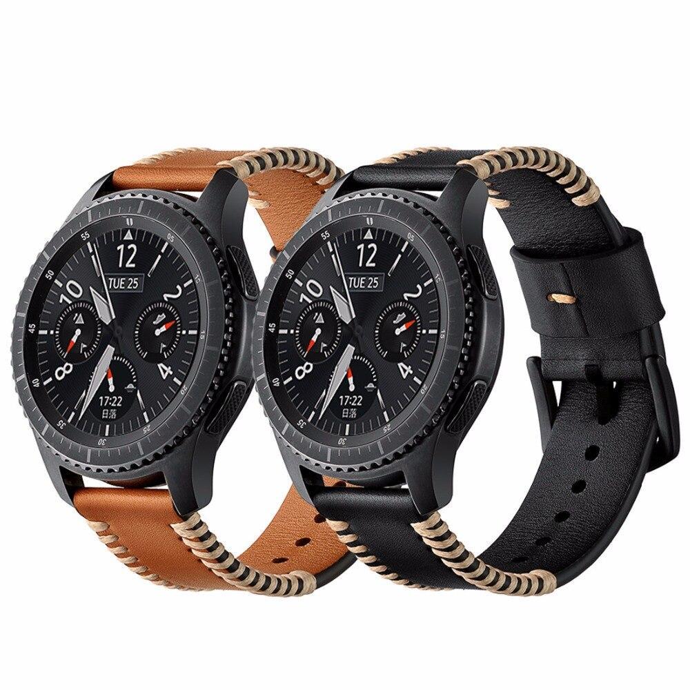 46mm watch Stylish Leather Strap For Samsung Gear S3 Frontier/Classic 22mm band Bracelet Wristband Watchband Replacement Belt wrist Unisex