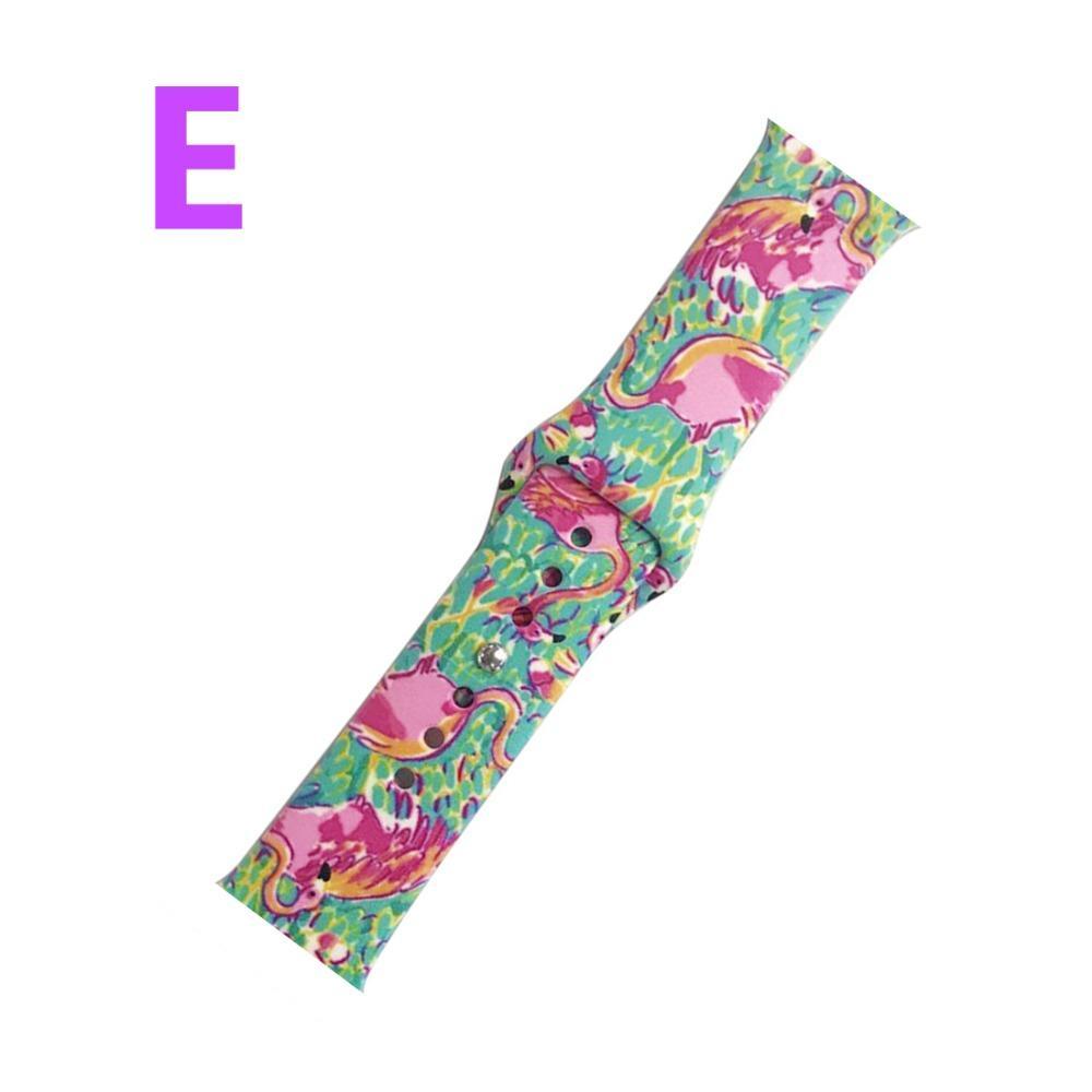 Apple Watch Band Floral Print Lily Rose Sports Silicone Rubber Strap, iWatch Fit Nike Series 5 4 3 2 40mm 38mm 44mm 42mm