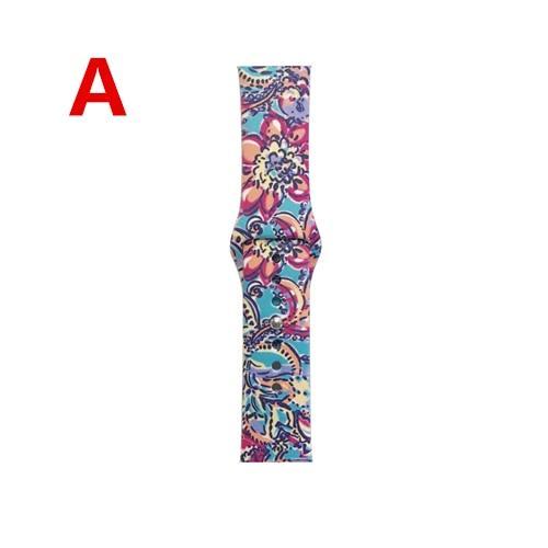 Apple Watch Band Floral Print Lily Rose Sports Silicone Rubber Strap, iWatch Fit Nike Series 5 4 3 2 40mm 38mm 44mm 42mm