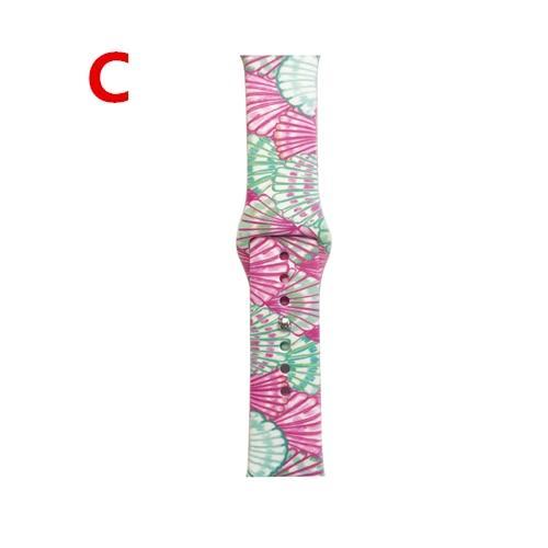 Apple Watch Band Floral Print Lily Rose Sports Silicone Rubber Strap, iWatch Fit Nike Series 5 4 3 2 40mm 38mm 44mm 42mm