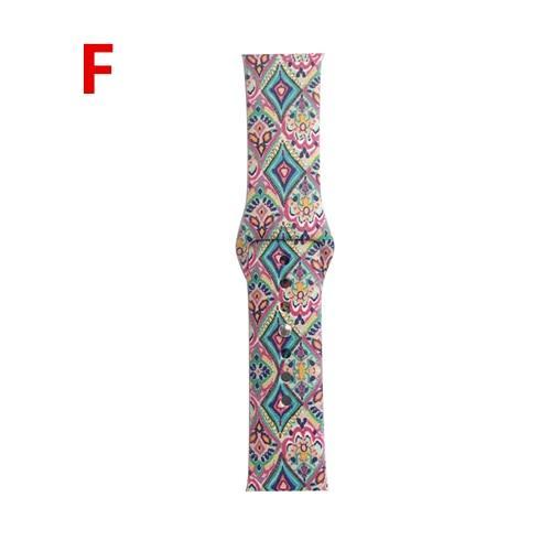 Apple Watch Band Floral Print Lily Rose Sports Silicone Rubber Strap, iWatch Fit Nike Series 5 4 3 2 40mm 38mm 44mm 42mm