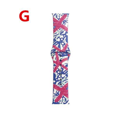 Apple Watch Band Floral Print Lily Rose Sports Silicone Rubber Strap, iWatch Fit Nike Series 5 4 3 2 40mm 38mm 44mm 42mm