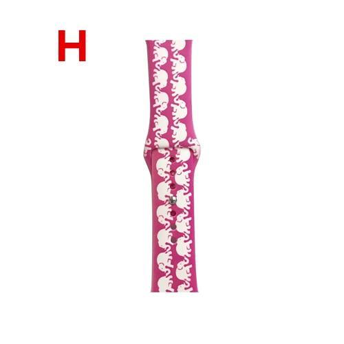 Apple Watch Band Floral Print Lily Rose Sports Silicone Rubber Strap, iWatch Fit Nike Series 5 4 3 2 40mm 38mm 44mm 42mm