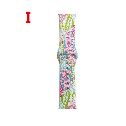 Apple Watch Band Floral Print Lily Rose Sports Silicone Rubber Strap, iWatch Fit Nike Series 5 4 3 2 40mm 38mm 44mm 42mm