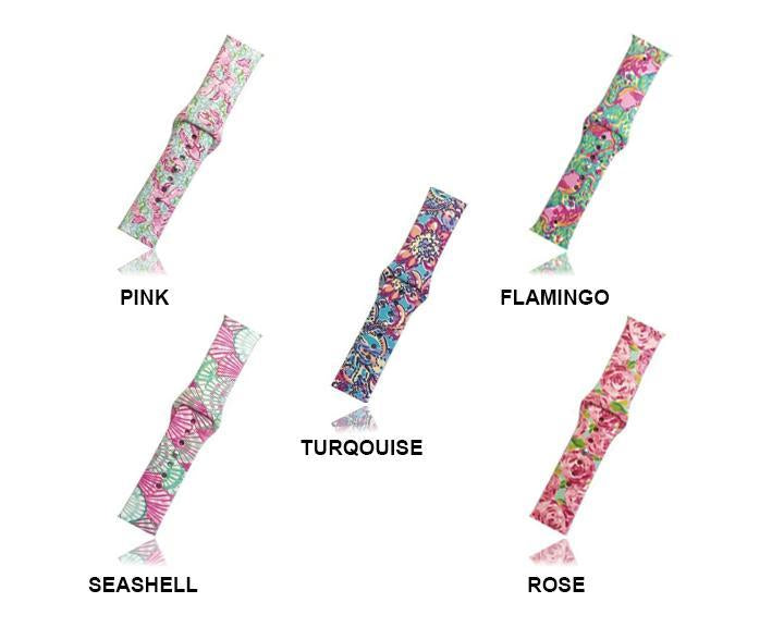 Apple Watch Band Floral Print Lily Rose Sports Silicone Rubber Strap, iWatch Fit Nike Series 5 4 3 2 40mm 38mm 44mm 42mm