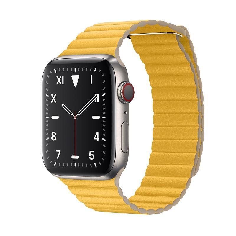 Watchbands Copy of Apple watch band magnet genuine Leather loop strap, iwatch 44mm 40mm 42mm 38mm unisex men womens watchband Series 6 5 4 3 - US Fast Shipping