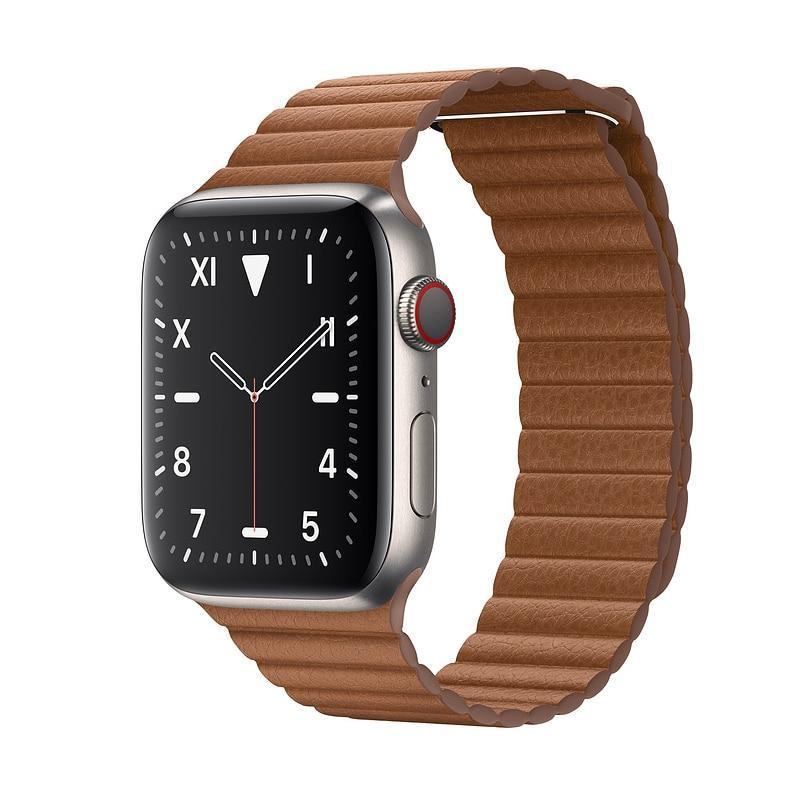 Watchbands Copy of Apple watch band magnet genuine Leather loop strap, iwatch 44mm 40mm 42mm 38mm unisex men womens watchband Series 6 5 4 3 - US Fast Shipping