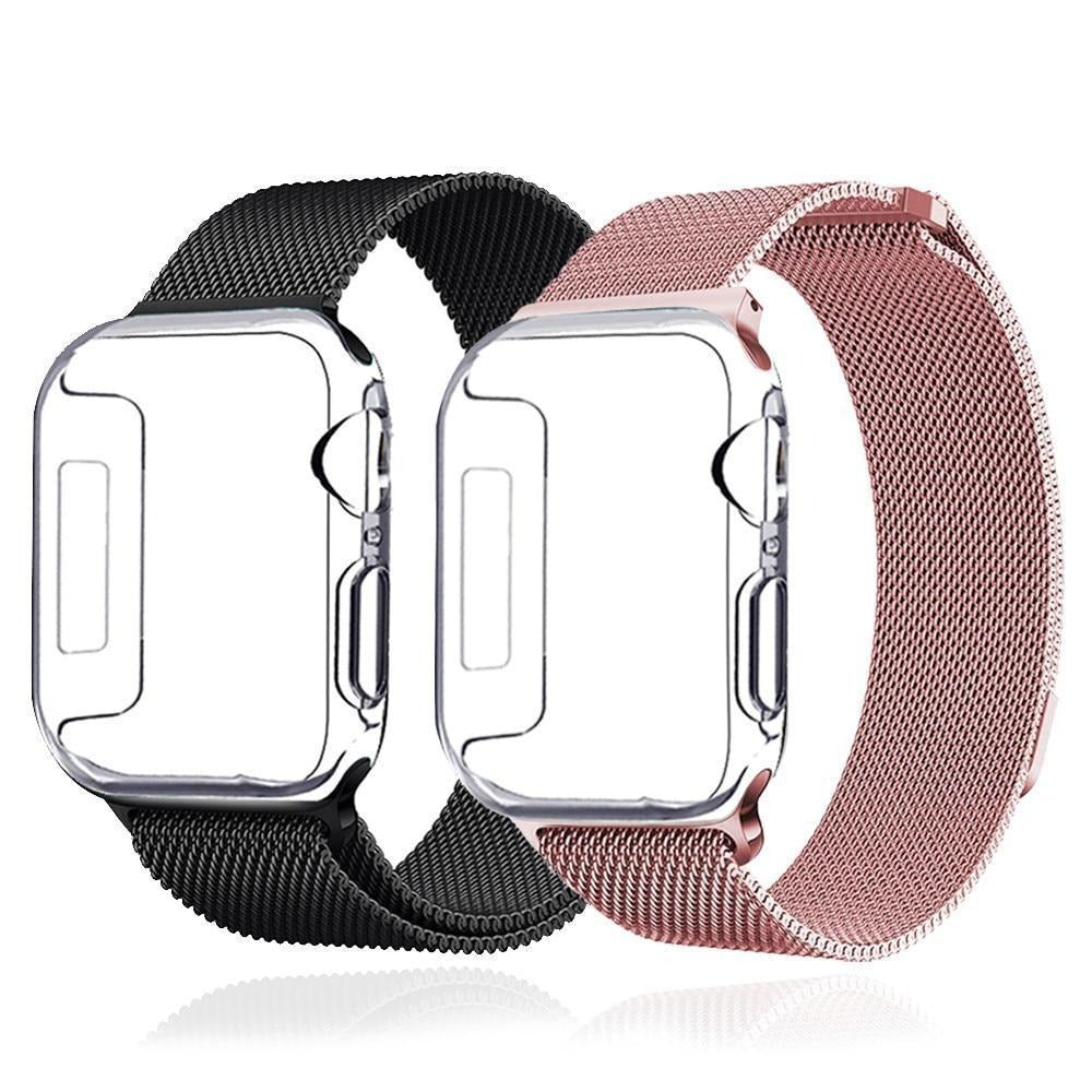 Apple Watch Case Cover Shiny Bezel Only or Case + Band 38mm 40mm 42mm 44mm iwatch series 5 4 3 2 1 protective screen clear protector shell - USA Fast Shipping