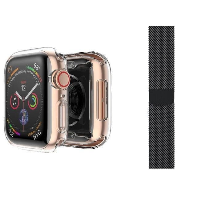 Apple Watch Case Cover Shiny Bezel Only or Case + Band 38mm 40mm 42mm 44mm iwatch series 5 4 3 2 1 protective screen clear protector shell - USA Fast Shipping