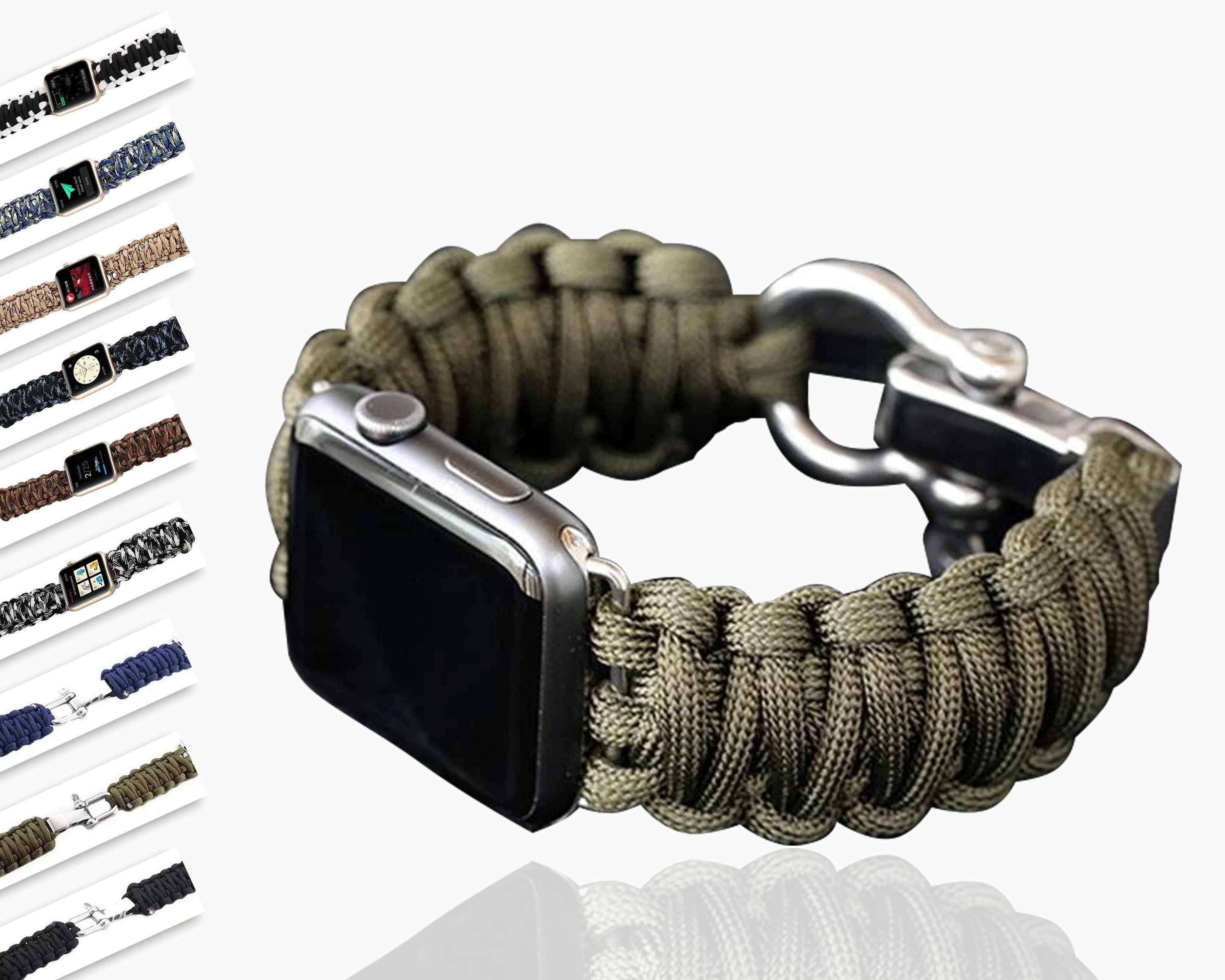 Jollychic Watches Store Paracord Rope Army Sport Strap 7 6 5 Military Tactical Survival Style Blue / 42mm, 44mm, 45mm