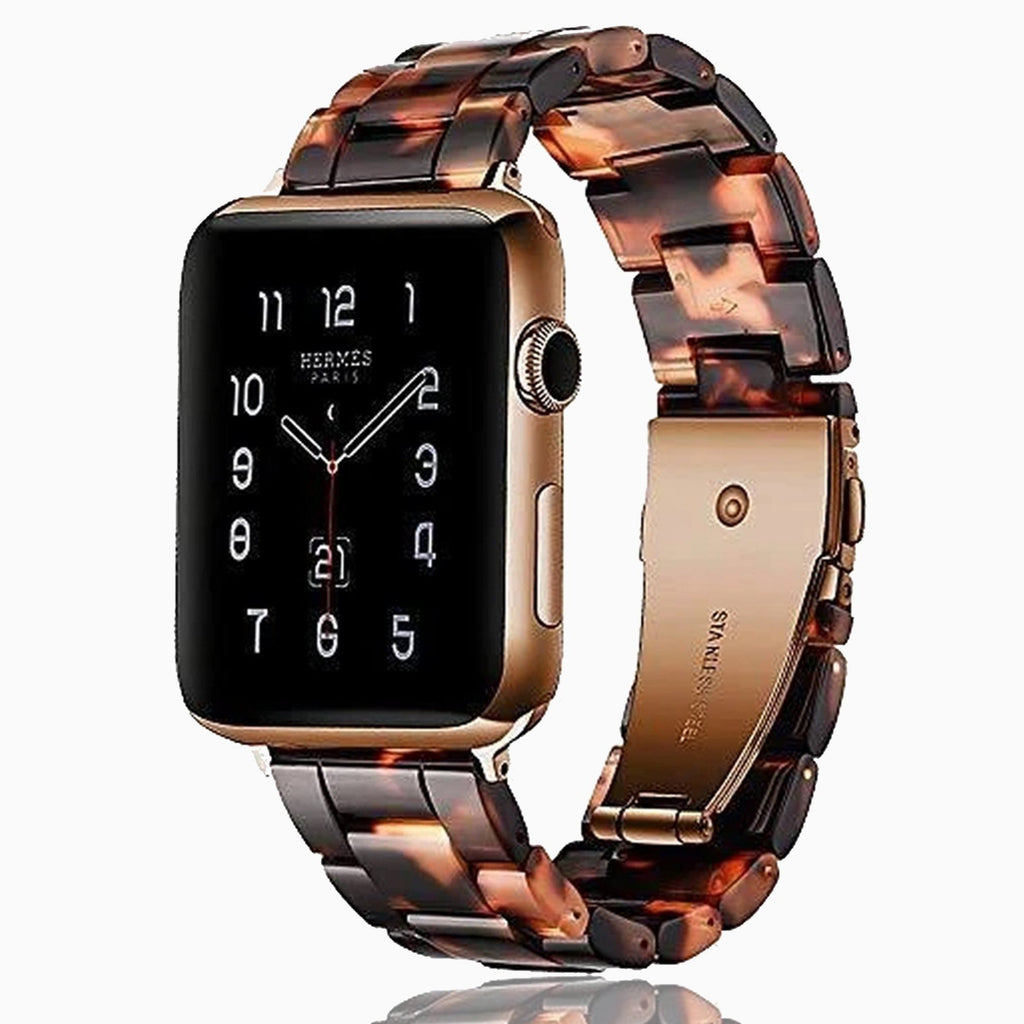 Watchbands Apple watch Resin Dark Honey color Strap iwatch band stainless steel buckle Watchband bracelet for series 6 5 4 3 2 1, 38mm 40mm 42mm 44mm - US Fast Shipping