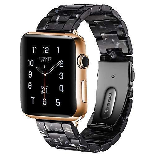 Watchbands black bloom / 38mm/40mm Blue Water design color Apple watch Resin Strap iwatch band stainless steel buckle Watchband bracelet for series 6 5 4 3 2 1, 38mm 40mm 42mm 44mm - US Fast Shipping