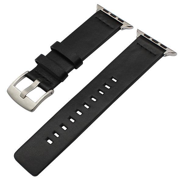 Watchbands Black S / 38mm Italian Genuine Leather Watchband for iWatch Apple Watch 38mm 40mm 42mm 44mm Series 1 2 3 4 Band Steel Buckle Strap Bracelet