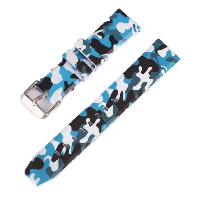 Men's Classic Sports Camouflage Silicone Rubber Watch Band 20mm 22mm 24mm Silver Pin Buckle Strap Watchband L1|Watchbands|