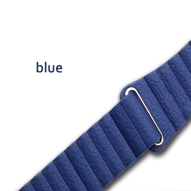 Watchbands blue / 38 mm/40 mm Copy of Apple watch band magnet genuine Leather loop strap, iwatch 44mm 40mm 42mm 38mm unisex men womens watchband Series 6 5 4 3 - US Fast Shipping