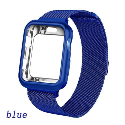 Watchbands blue / 38mm series 3 2 1 Case+strap for Apple Watch 5 band 44mm 40mm iWatch band 42mm 38mm Milanese Loop bracelet Metal Watchband for Apple watch 4 3 2 1