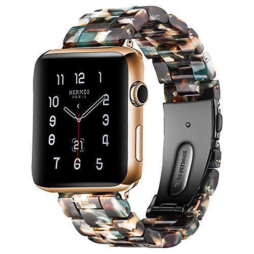Watchbands Blue bloom / 38mm/40mm Blue Water design color Apple watch Resin Strap iwatch band stainless steel buckle Watchband bracelet for series 6 5 4 3 2 1, 38mm 40mm 42mm 44mm - US Fast Shipping