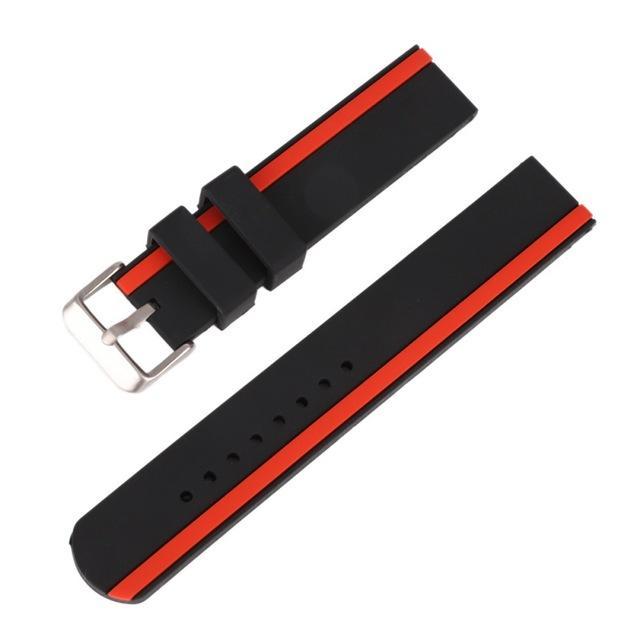 20mm 22mm 24mm Soft Rubber Sport Watchbands Diver Waterproof Silicone Watch Band Strap Double Colors Black Blue Red Orange2|Watchbands|
