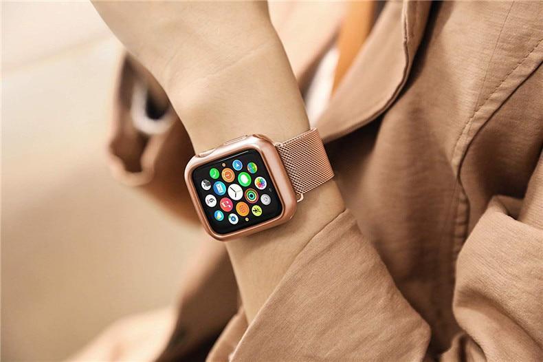 Milanese Loop Gold Apple Watch Series Band Case+strap Milanese