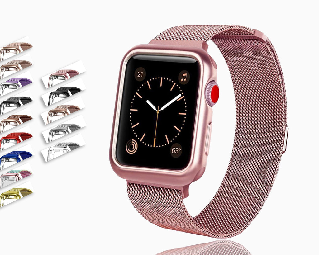 Case+strap Milanese Loop bracelet Metal Watchband for Apple watch 7 6