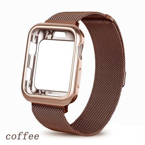 Watchbands coffee / 38mm series 3 2 1 Case+strap for Apple Watch 5 band 44mm 40mm iWatch band 42mm 38mm Milanese Loop bracelet Metal Watchband for Apple watch 4 3 2 1