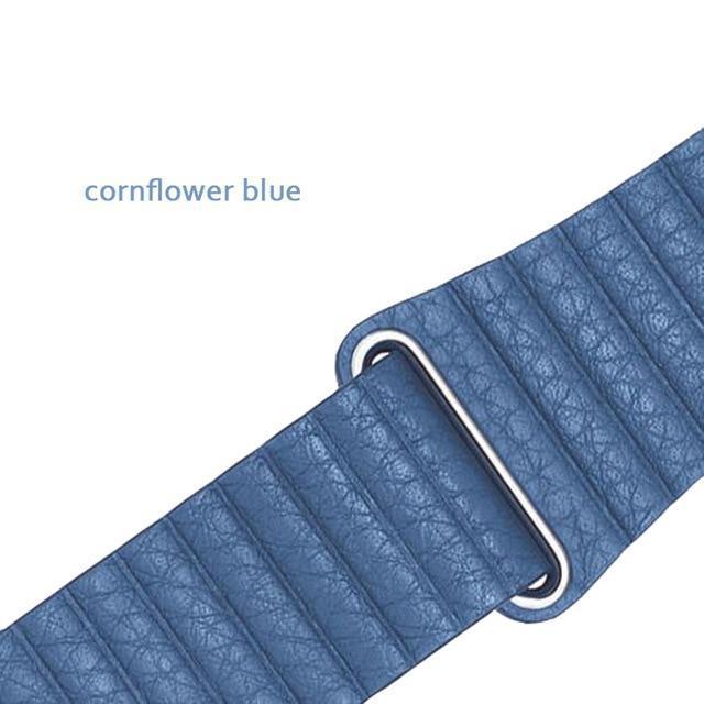 Watchbands cornflower blue / 38 mm/40 mm Copy of Apple watch band magnet genuine Leather loop strap, iwatch 44mm 40mm 42mm 38mm unisex men womens watchband Series 6 5 4 3 - US Fast Shipping
