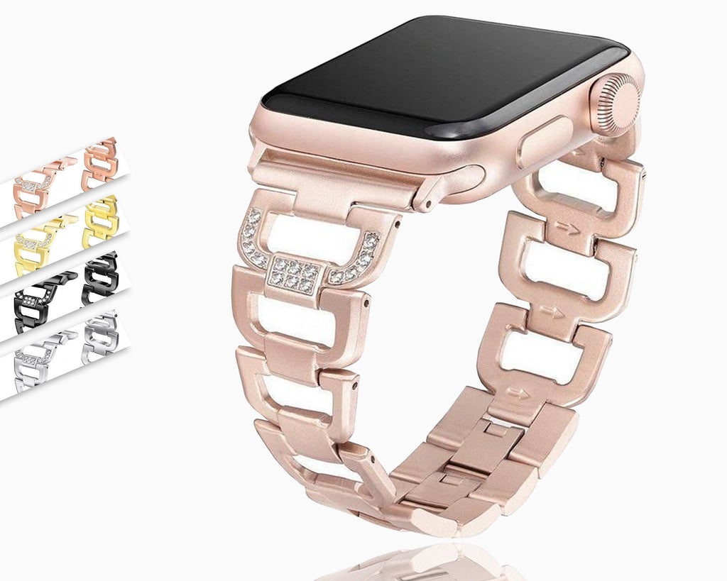 Watchbands D Link Bracelet for Apple watch 44mm 40mm 42mm 38mm Stainless Steel metal strap for iWatch 6 5 4 3 2 watchband accessories - US Fast Shipping