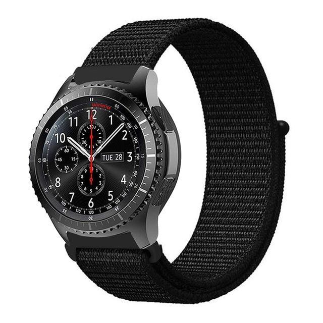 Watchbands dark black 9 / 20mm Gear s3 Frontier strap For Samsung galaxy watch 46mm 42mm active 2 nylon 22mm watch band huawei watch gt strap amazfit bip 20 44