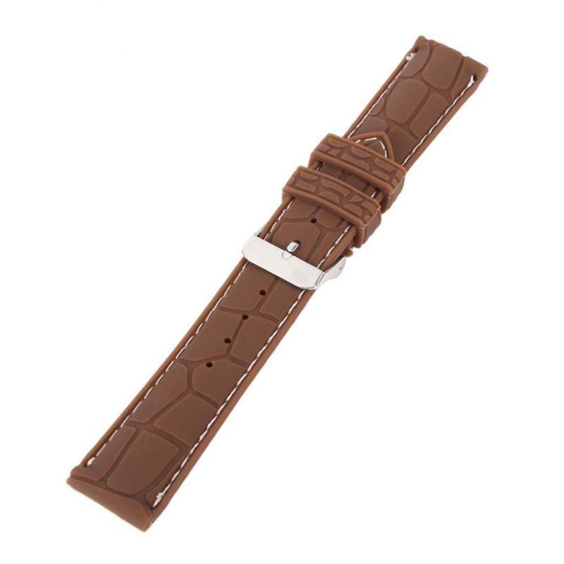 Crocodile Pattern Waterproof Silicone Rubber Watch Band Strap, fit Samsung galaxy & active silver buckle Men Women Unisex Watchband 20 22mm