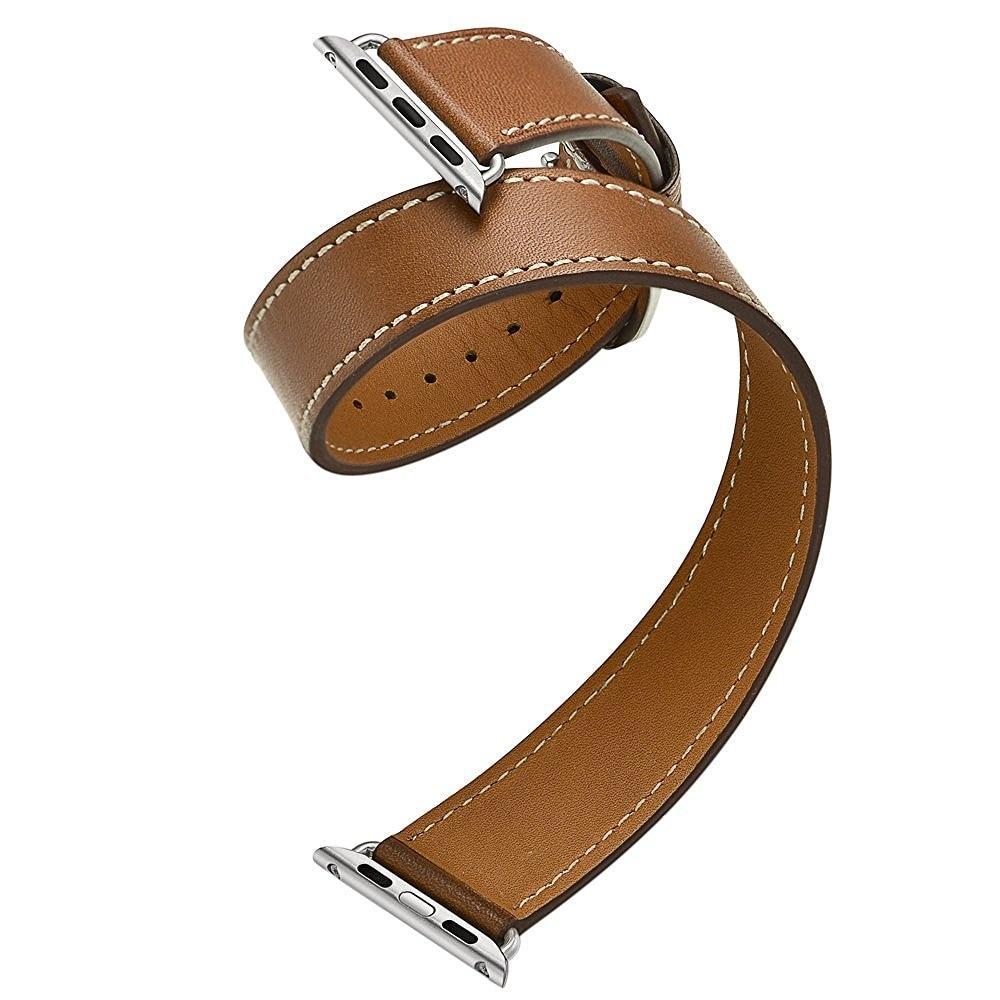 Double Loop band for Apple Leather Strap Belt Bracelet  for Watch 7 6