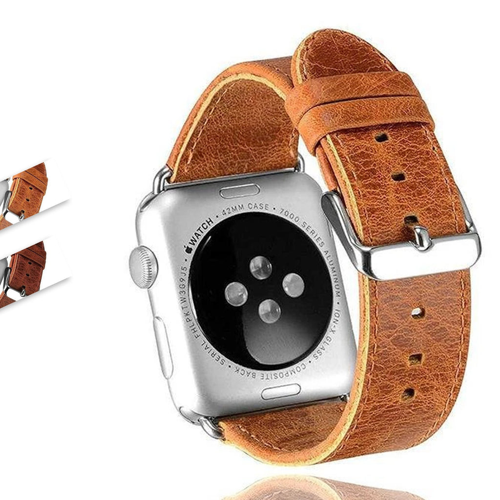 Watchbands Crazy Horse Classic Metal Clasp Watchband belt For Apple Watch Genuine Leather Strap iWatch Series 6 5 4 3 2 44mm/40mm 42mm/38mm For Men Women