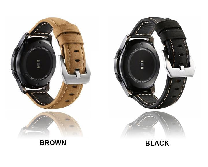 Durable High Quality Retro Leather Watchbands Galaxy Active 2 20mm 22mm Watchstrap, Samsung gear s3 frontier Wristband Men Women Wristwatch