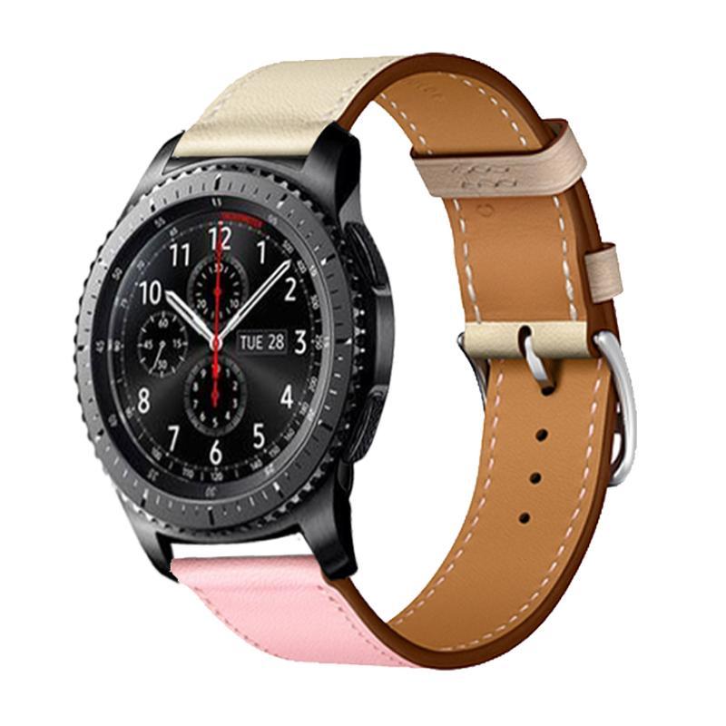 22mm, 20mm watch leather strap, fits samsung galaxy watch band 46mm/42mm gear S3 frontier active amazfit belt, Men Women - brown pink black