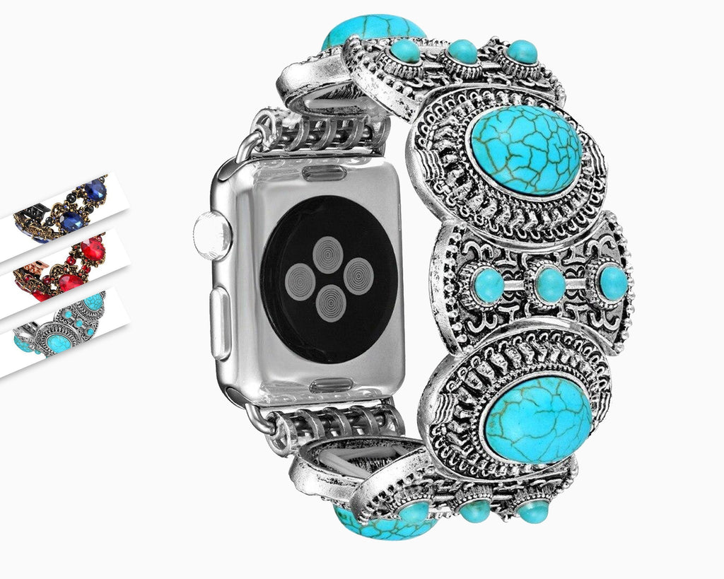 Watchbands Jewelry Strap For Apple Watch band 44mm 40mm iwatch series 6 5 4 3/2/1 42mm/38mm diamond Turquoise Wrist bracelet belt