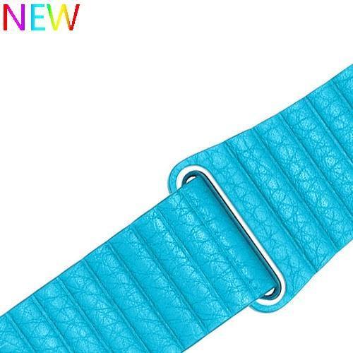 Watchbands Lake blue / 38 mm/40 mm Copy of Apple watch band magnet genuine Leather loop strap, iwatch 44mm 40mm 42mm 38mm unisex men womens watchband Series 6 5 4 3 - US Fast Shipping