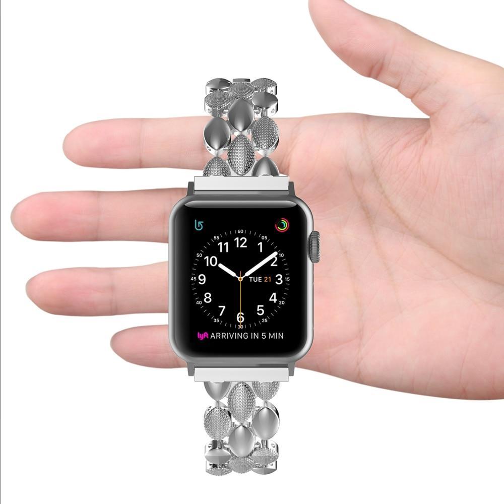 Luxury Houndstooth Woolen Cloth Strap For Apple Watch 41mm 38mm 40mm Metal  Design Leather Band For